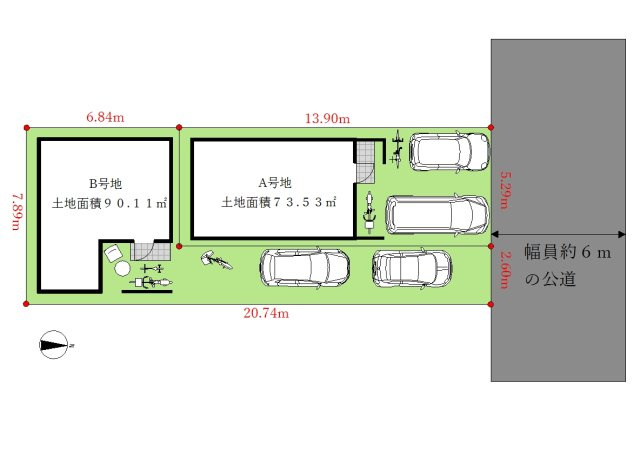 土地図＋建物プラン例
