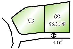 【南アルプス市古市場　分譲地の区画図】