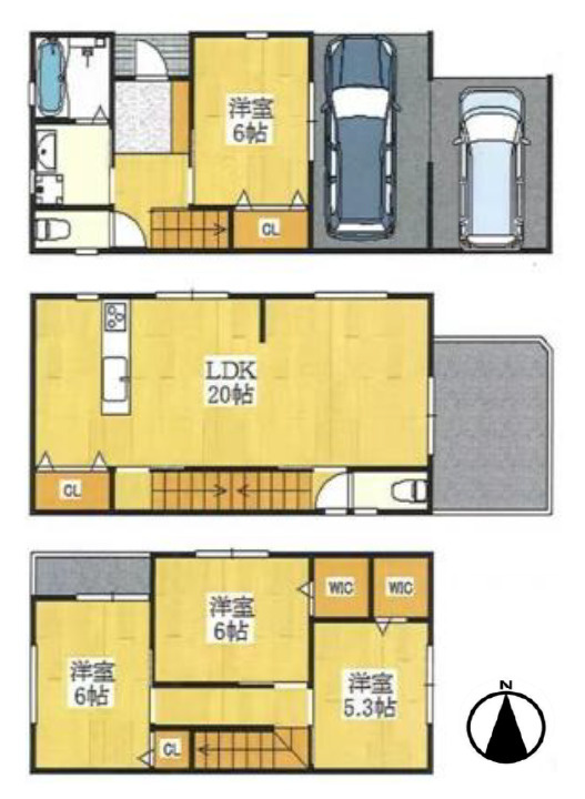 【全洋室4LDK＋駐車2台】LDK広々約20帖！ワイドバルコニー☆宅配ボックス・玄関電子キーシステム・床暖房・食洗機・浴室乾燥機完備です☆