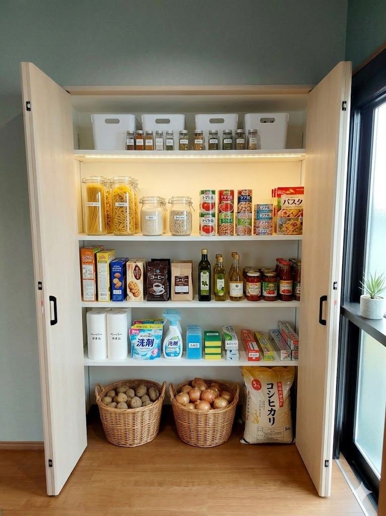 食料品のストックや日用品、備蓄品が収納できるパントリー付。※画像はイメージです。