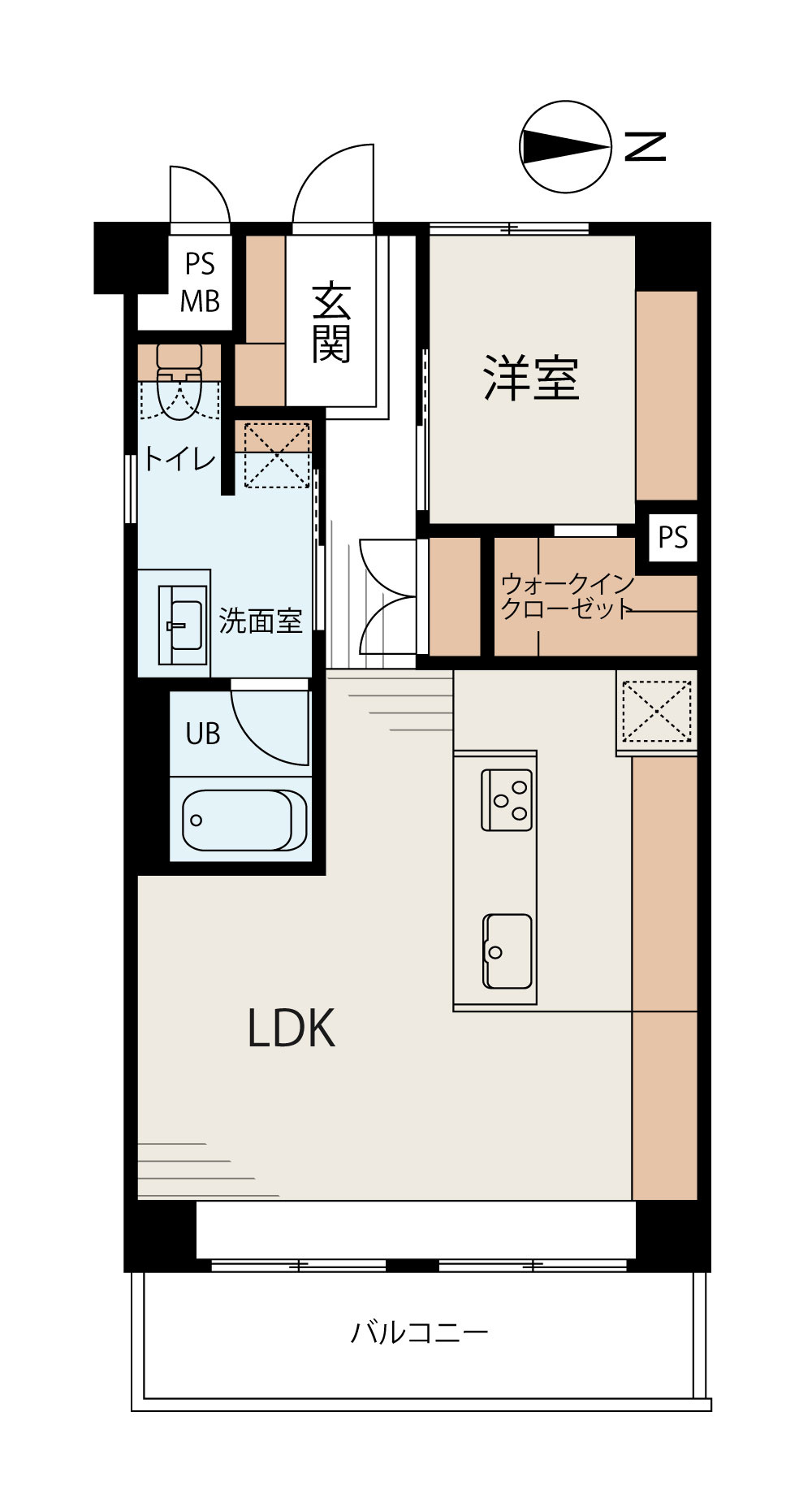 開放的なLDKとアイランドキッチンが暮らしの中心となる間取り。回遊性のある動線やウォークインクローゼットなど、デザイン性と使いやすさを両立した住空間です。