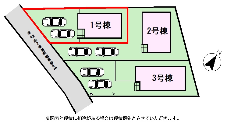 【区画図】1号棟　区画図です。　