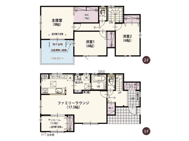 【横尾材木店】建物プラン例　建物総額2010万　建物面積106.21平米　他立地条件により別途工事費用が発生する場合がございます　またご要望に応じたプラン作成も可能となります。お気軽にご相談ください♪