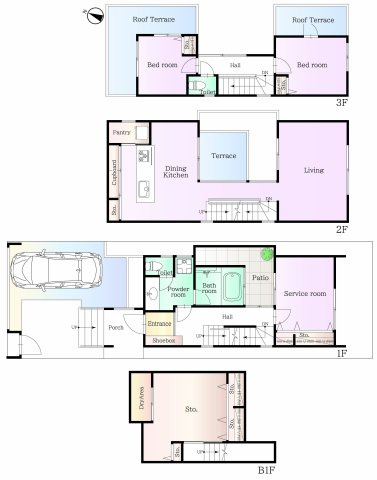 高級感溢れる木目調アイランドキッチン。石貼りのアクセントウォールが上質なLDK空間を演出します。