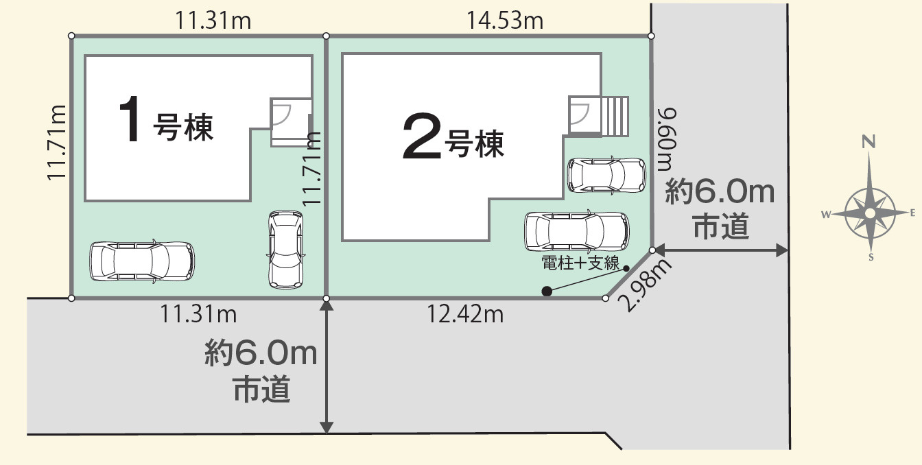 ■2号棟　JR武蔵野線「吉川美南」駅徒歩16分！　■平屋住宅・南東角地につき日当たり良好！　■カースペース並列2台可能　
