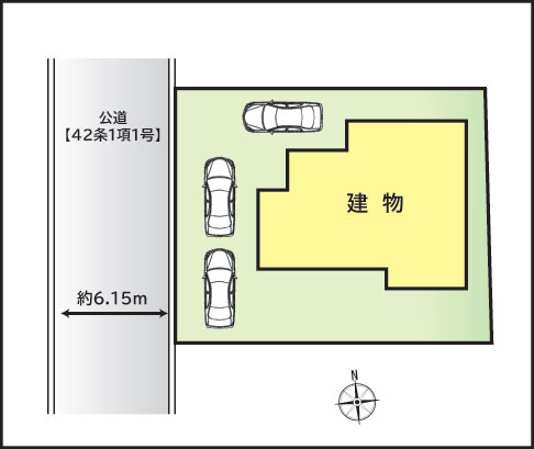 カースペースは3台分　二箇所のカーポート付
