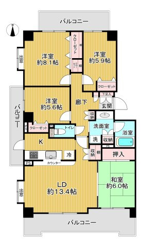 南・西・北の3方向バルコニー