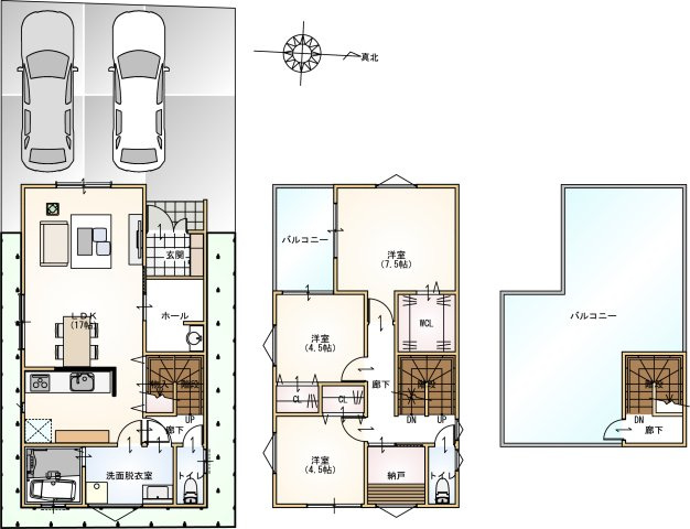 7号地参考間取　建物面積101.01？　建物価格1764.6万円　※当間取は参考間取であり、追加オプションが含まれます。詳しくは担当者までお問合せ下さい。
