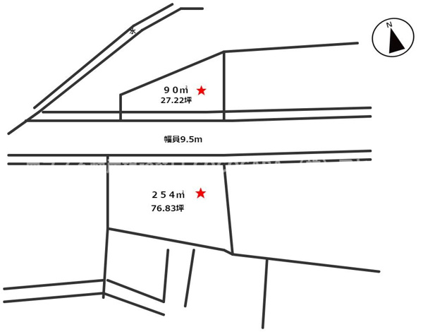 【飯野　２筆分　売地104坪の間取り】