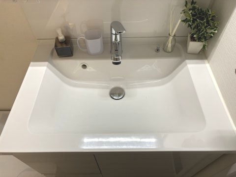 大きなボウルの洗面化粧台なので、ちょっとした手洗い洗濯もできます