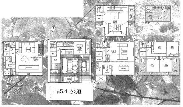 延床面積510.16？/6s2LD2K+RFB+4P/地上4階・地下1階建