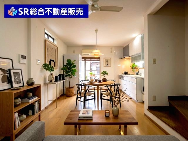2階LDK:ご家族と毎日顔を合わせられる造りでゆったりとお過ごしいただける空間です！（インテリアはAIイメージ・残置物削除）