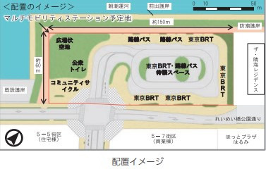 【マルチモビリティステーション】　ドゥ・トゥールから徒歩6分（約450ｍ）　東京BRTをはじめ、路線バスや、コミュニティサイクルなどの複合型なターミナル