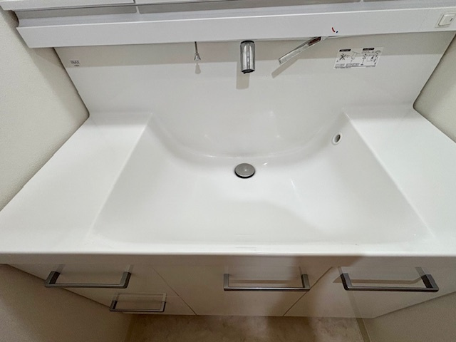 ホテルライクな一体型洗面でカウンターで、上質な暮らしを演出します。2026年4月撮影