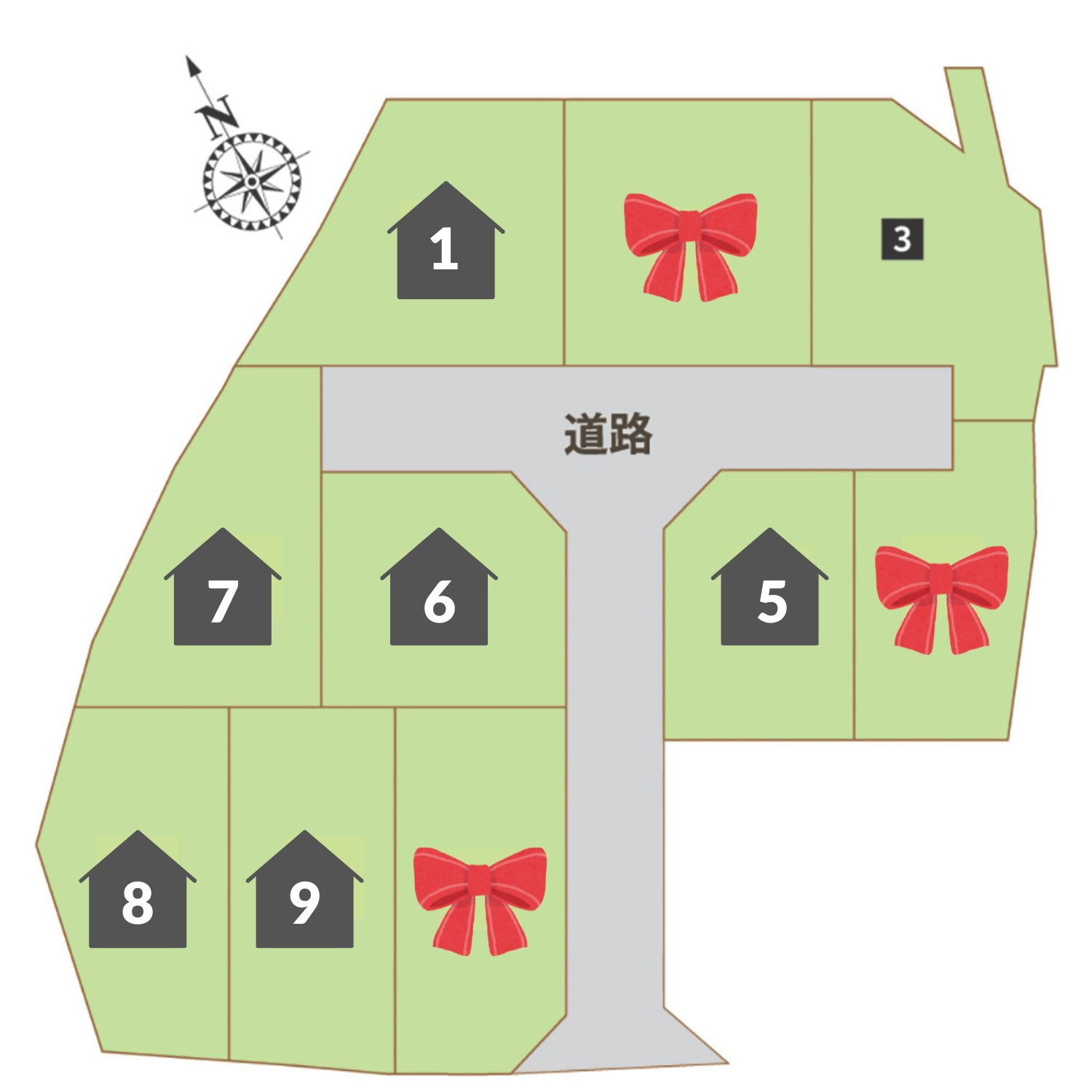 全10区画のゆとりある大型分譲地。落ち着いた住環境が魅力です。周辺には生活に便利な施設も揃い、子育て世帯にも安心♪毎日の暮らしを快適にサポートする、住環境充実の分譲地です。　