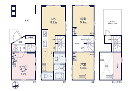北区滝野川3丁目　新築戸建　B号棟 6180万円の間取り