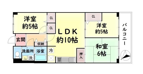 【パレス貝塚　中古マンションの間取り】