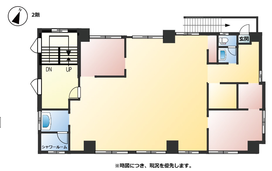 2Fテナント部分。間取図は現況を優先します。
