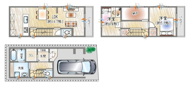 【3階建て×3LDK駐車場ありプランのご提案】「完全自由設計」でご家族の理想の住まいを建築可能♪(建物価格1780万円、建物面積79.26？)