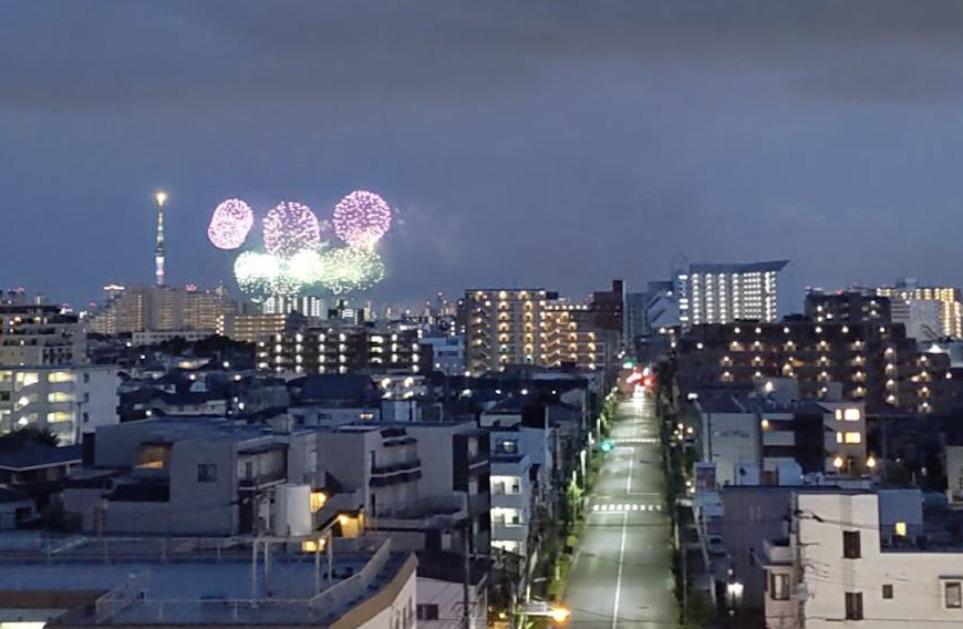 住戸前の廊下より、晴れ日にはスカイツリーが眺望できます！