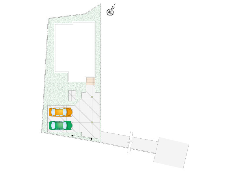 行田市大字野3区画　1号棟　配置図　車2台駐車可能！土地86坪