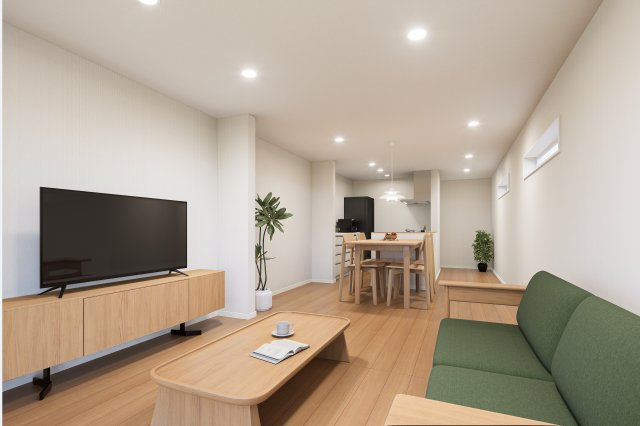 【内観イメージパース】家族の時間が心地よく流れる住まいをイメージしました。