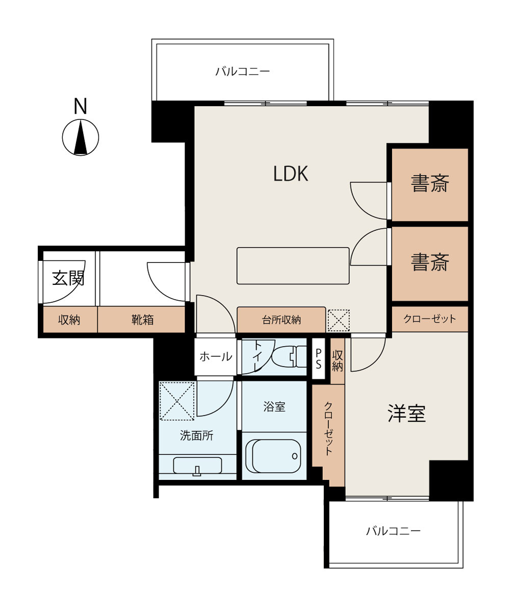 在宅ワークに重宝する【書斎スペースを2箇所】完備した1LDK