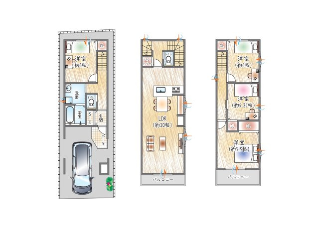 （ベストプラン住宅　建物価格：2430万円～）　【建物面積：約105.30？】3階×4LDK+SICプラン　SIC・パントリーが付いたプランです♪