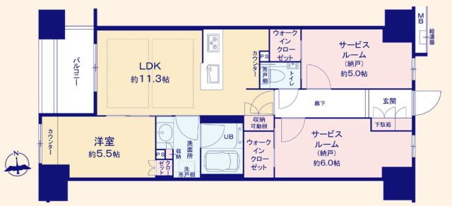 1SLDKは、サービスルーム、居室、リビングダイニングキッチンを備え、収納や趣味の空間を確保できますよ。リビングでゆったり過ごしたり、個室で休んだりと、メリハリのある生活を送りたい方におすすめですね。