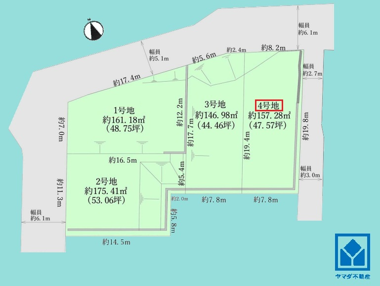 西宮仁川6丁目B、4区画の4号地です。