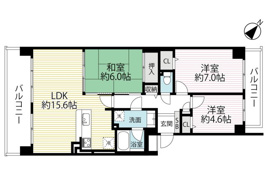 令和８年２月リフォーム完了 南面バルコニーにつき陽当たり良好 収納豊富 ユニハイム大津朝日ヶ丘の間取り