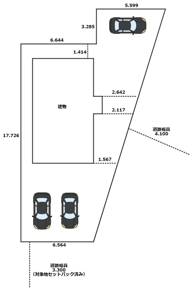 角地ならではの開放感がある区画です。