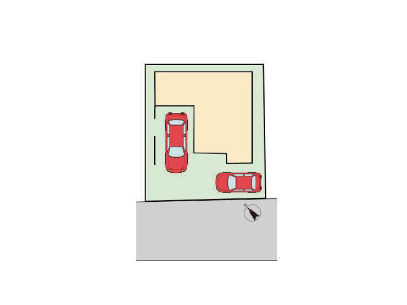 2台駐車できセカンドカーをお持ちの方にもおすすめです。(車種により異なります)※図面を基に作成しています。現況と異なる場合は現況を優先いたします。