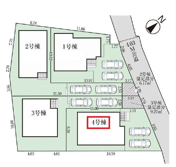 【全4棟・4号棟】　並列駐車2台可能です。