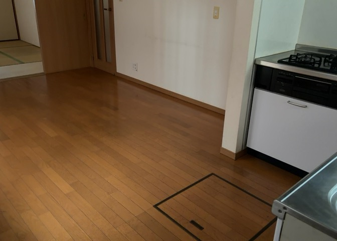 ダイニングとキッチンの間を扉や壁などで仕切らず、一体化させた間取りです。キッチンカウンターがついている物件ならば、食事をキッチンカウンターで取ることで、ダイニングスペースをリビングとして使用できます。