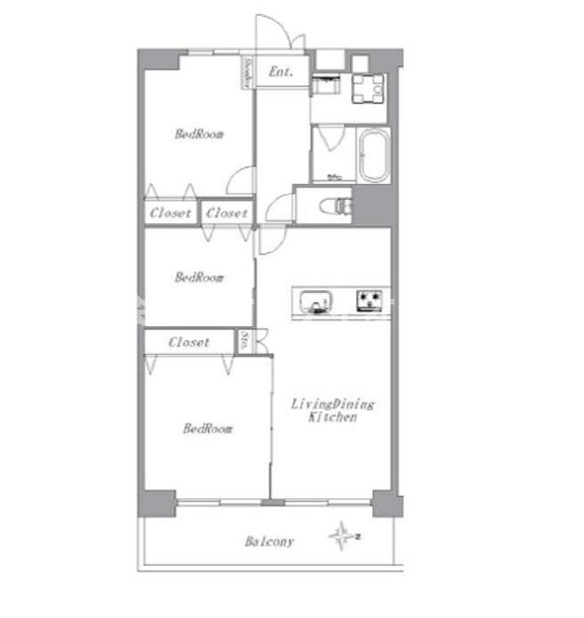 東向きの日当たり、眺望良好なお部屋