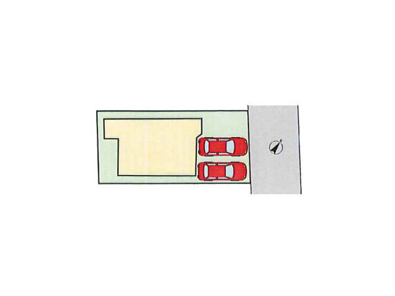 2台並列駐車でき、セカンドカーをお持ちの方にもオススメです。※図面を基に作成しています。現況と異なる場合は現況を優先いたします。