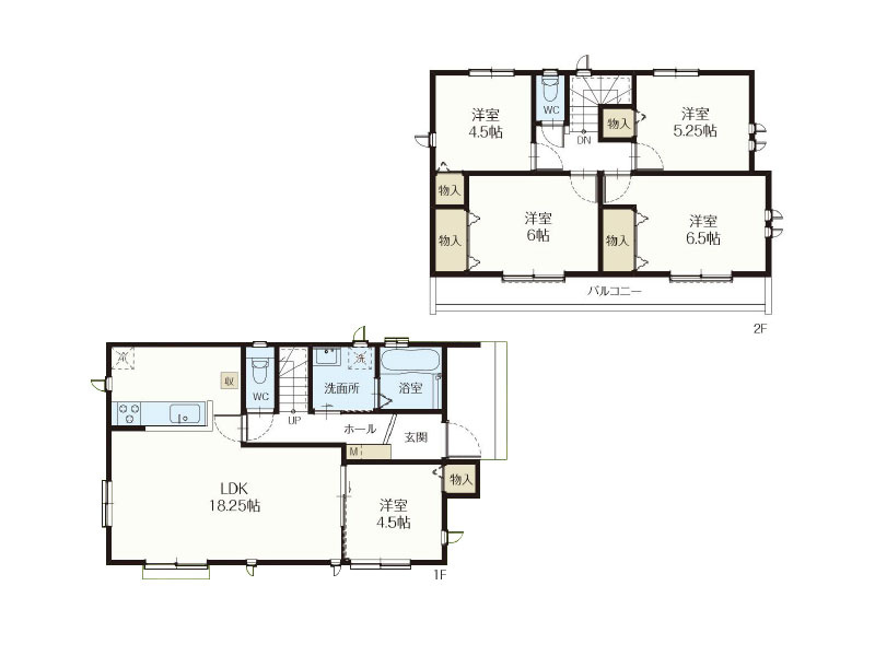 5LDKの間取りですので、お子様が大きくなってからも自室を持ちやすいです。※図面を基に作成しています。現況と異なる場合は現況を優先いたします。