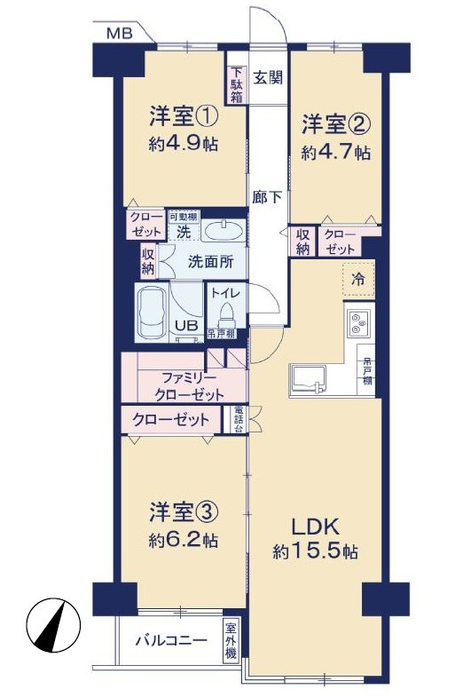 3階部分・全居室に収納がある3LDK・ファミリークローゼットあり！2026年6月リフォーム完了予定(水回り、クロス、等)！