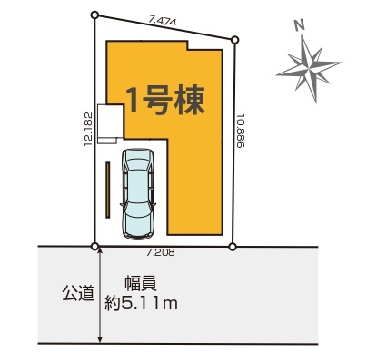 ガレージ1台分あり、南道路に面し日当たり良好です。