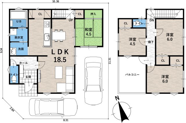 3号地　参考プラン図　建延面積85.86？
