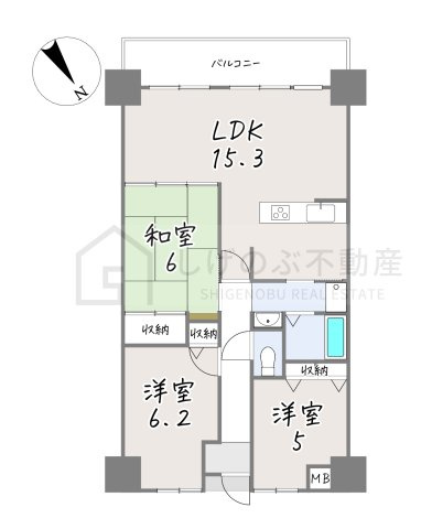 【草津市　西渋川2丁目　レックスアルティ草津の間取り】