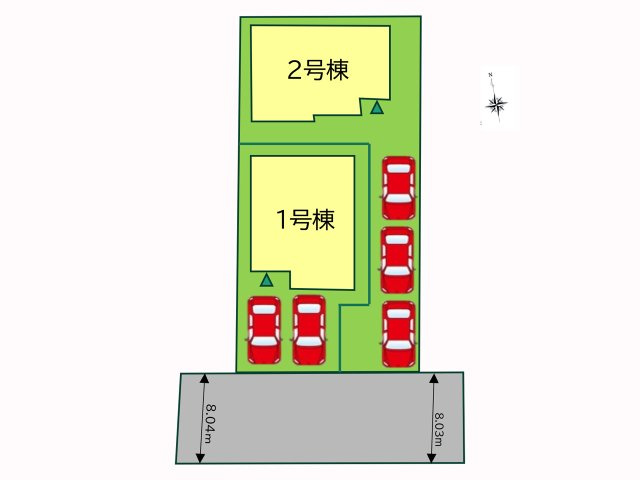 全2区画の販売です。1号棟をご参照ください。