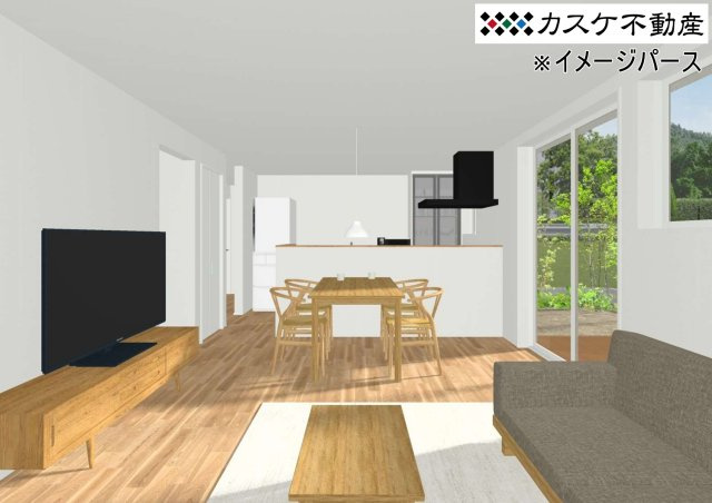 ◆参考プラン室内パース◆　LDK16帖。自然と家族が集まる間取り