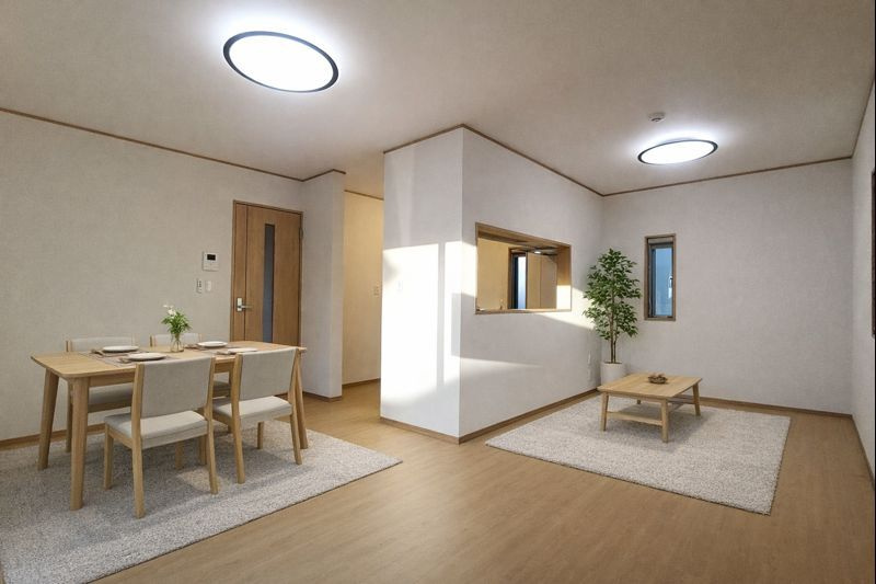 広いリビングは家族が自然と集まる居心地の良い空間　※家具をCGで加工しており、家具付き販売ではございません。