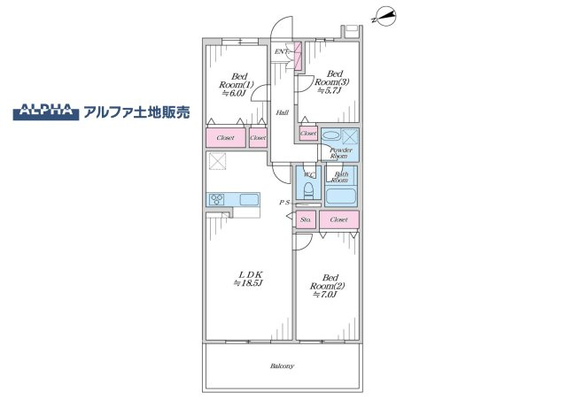 【Spacious　Layout】◆82.85？の3LDK◆約18.5帖のLDKと3つの居室を備えた間取り。全居室収納付きで、家族構成や暮らし方に合わせて使い分けられます。