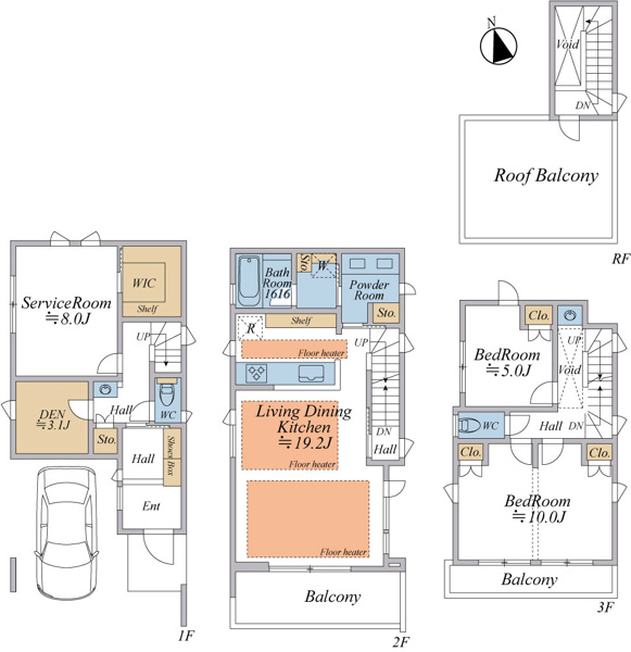 【目黒区洗足1丁目 新築戸建の間取り】