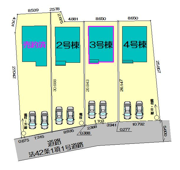 〇区画図〇　土地面積228.03？　68.9坪