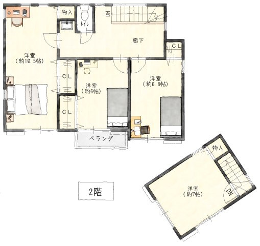 2階部分3室と母屋にも1室、合計4室あります！