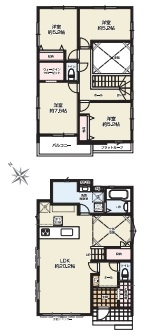 北本市中丸　12期　新築一戸建て　グレース　03、4LDK、土地面積153.53m2、建物面積104.94m2